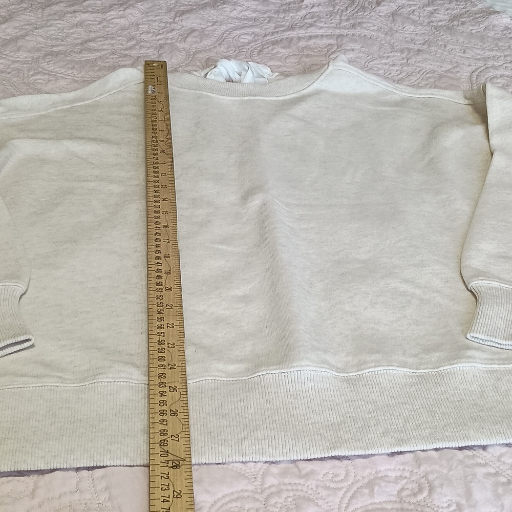aerie Cream Crewneck Sweatshirt With Satin Bow - Picture 2 of 5